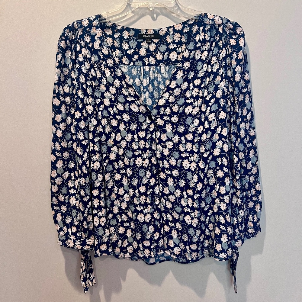 Madewell Three Quarter Tie-Sleeve Blouse